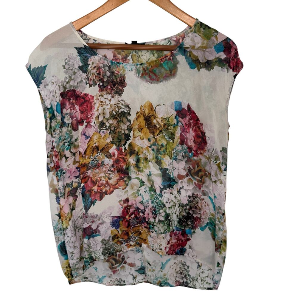 TOPSHOP Floral Sheer Top Womens 6 Cottagecore Romantic Boho Whimsical